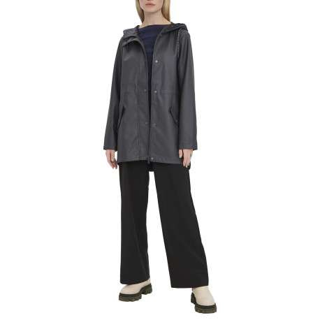 Imperméable ciré gris foncé pourvu d'un col à capuche avec cordon de serrage - Image 4