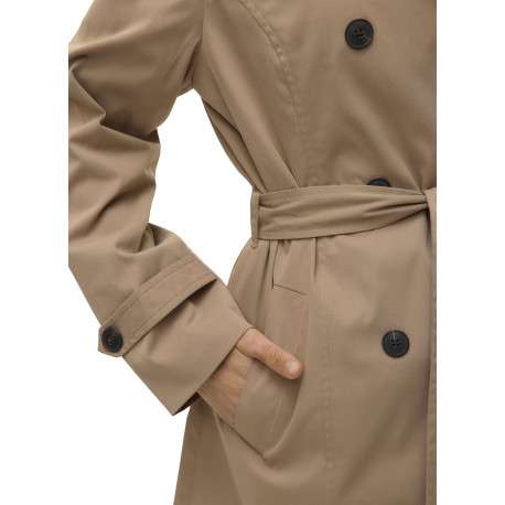 Manteau beige pourvu d'un col à revers et d'une fermeture boutonnée - Image 4