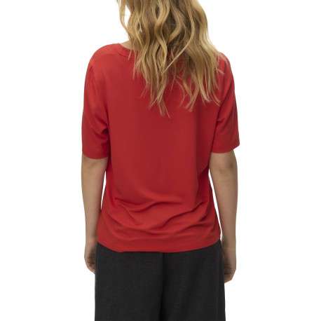 T-shirt brique coupe ajustée pourvu d'un col v et de manches courtes - Image 2