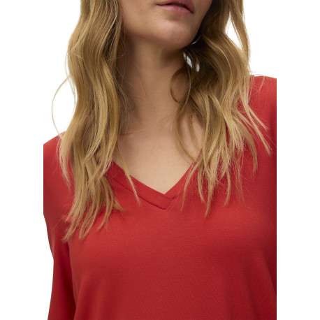 T-shirt brique coupe ajustée pourvu d'un col v et de manches courtes - Image 3