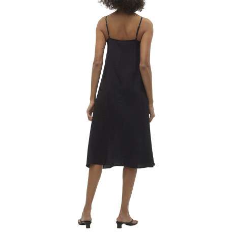 Robe longue noire coupe droite pourvue de bretelles réglables - Image 2