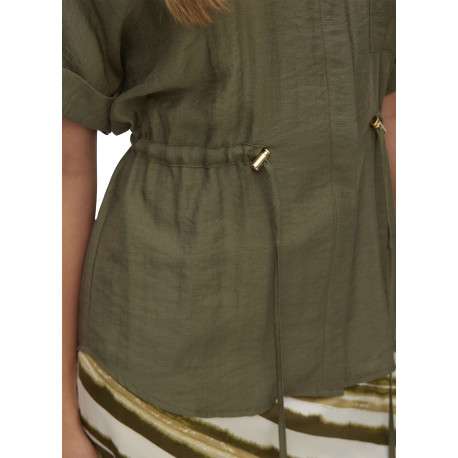 Blouse verte pourvue d'un col à revers et de manches courtes - Image 3