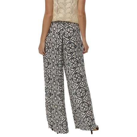 Pantalon Chino beige à taille élastiquée pourvu d'un motif abstrait - Image 2