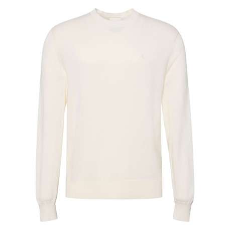 Pull en coton écru uni avec un col rond et des manches longues - Image 7