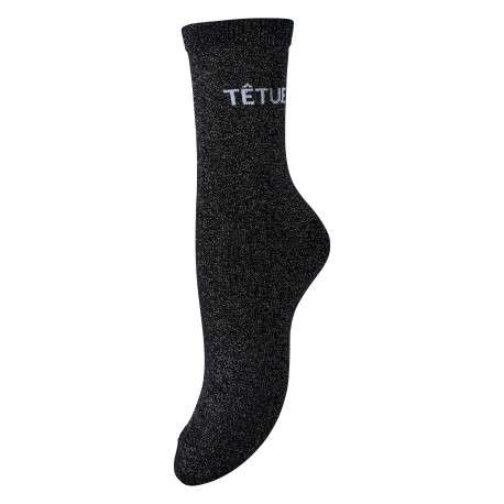 Chaussettes bleu nuit taille haute à imprimé pourvues de fil lurex