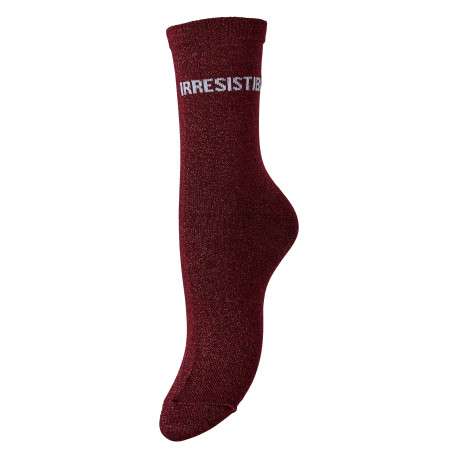 Chaussettes bordeaux taille haute à imprimé pourvues de fil lurex