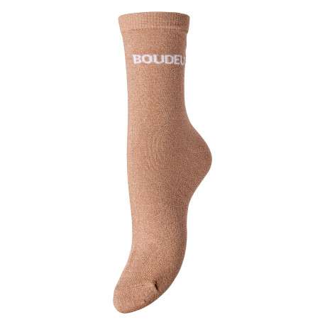 Chaussettes beiges taille haute à imprimé pourvues de fil lurex
