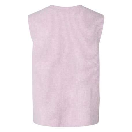 Gilet rose uni avec une coupe droite et un col rond avec liens - Image 2