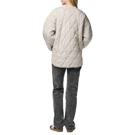 Doudoune beige unie matelassée avec une coupe droite et un col rond - Image 4