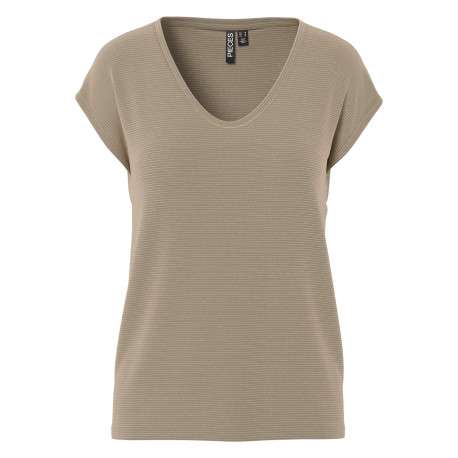 T-shirt taupe uni avec une coupe droite et des manches courtes