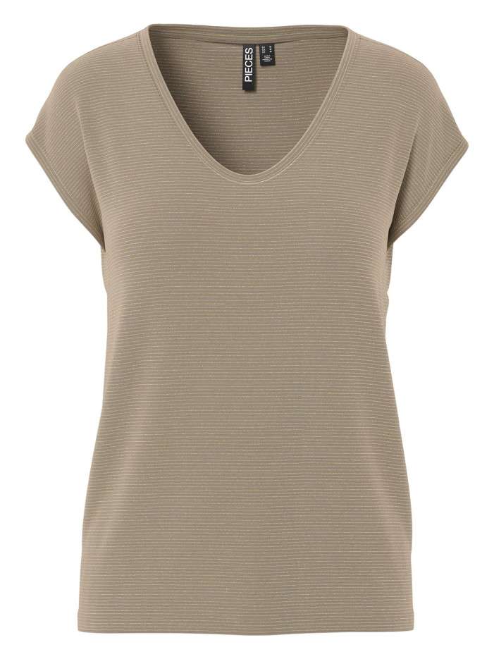 T-shirt taupe uni avec une...