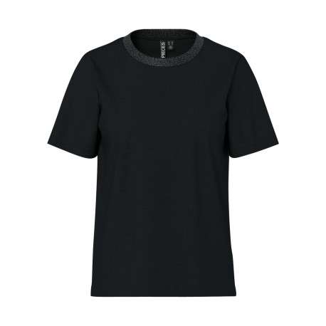 T-shirt en coton biologique noir uni avec une coupe droite et un col rond