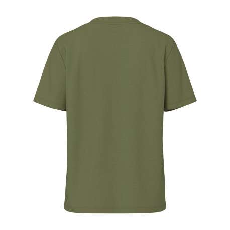 T-shirt en coton biologique kaki uni avec une coupe droite - Image 2
