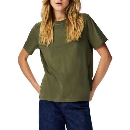 T-shirt en coton biologique kaki uni avec une coupe droite - Image 3