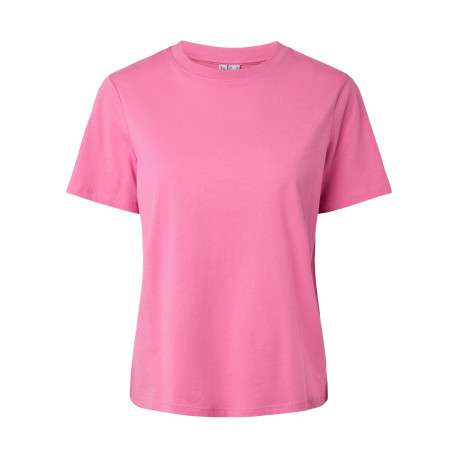 T-shirt en coton biologique fuchsia uni avec une coupe droite