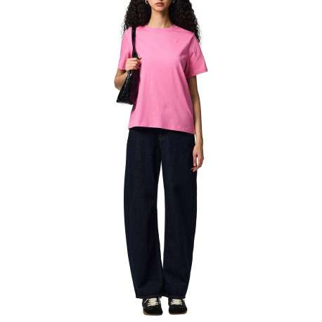 T-shirt en coton biologique fuchsia uni avec une coupe droite - Image 3
