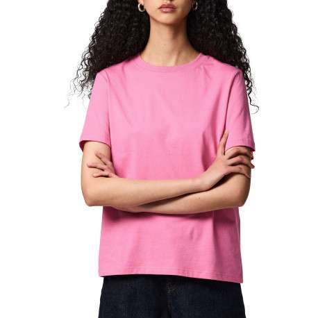 T-shirt en coton biologique fuchsia uni avec une coupe droite - Image 5