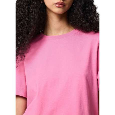 T-shirt en coton biologique fuchsia uni avec une coupe droite - Image 6