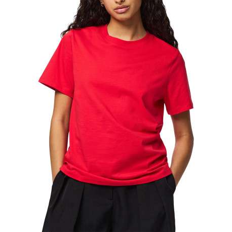 T-shirt en coton biologique rouge uni avec une coupe droite