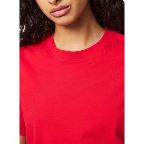 T-shirt en coton biologique rouge uni avec une coupe droite - Image 4