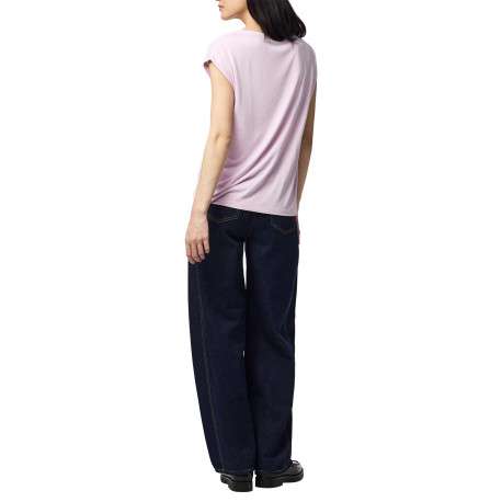 T-shirt parme uni avec une coupe droite et des manches courtes - Image 2