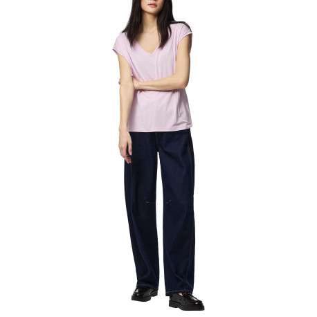 T-shirt parme uni avec une coupe droite et des manches courtes - Image 3