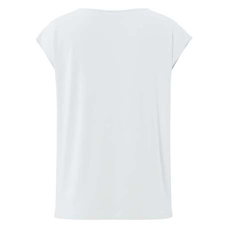 T-shirt blanc uni avec une coupe droite et un col V en dentelle - Image 2