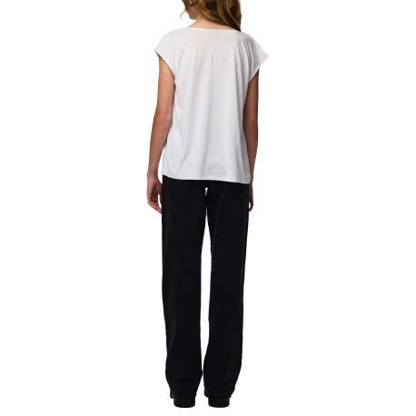 T-shirt blanc uni avec une coupe droite et un col V en dentelle - Image 4