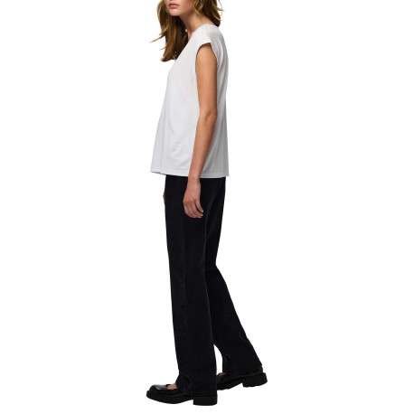 T-shirt blanc uni avec une coupe droite et un col V en dentelle - Image 8