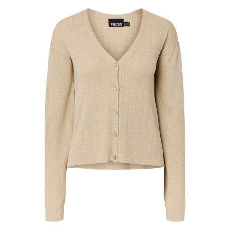 Gilet beige uni avec une coupe droite et des manches longues