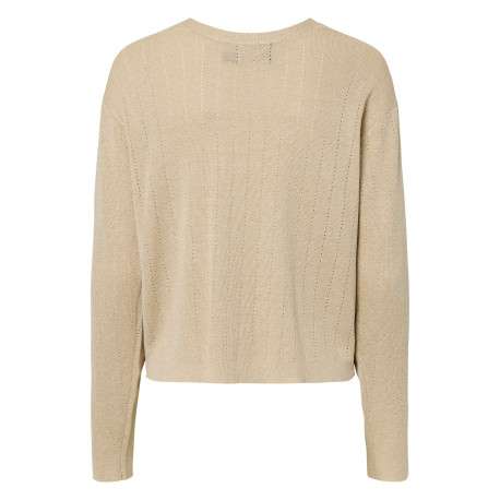 Gilet beige uni avec une coupe droite et des manches longues - Image 2