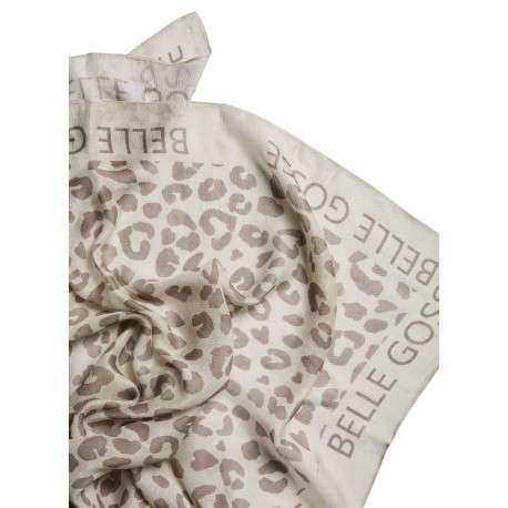 Foulard écru et taupe avec imprimés animaliers et écritures cousues - Image 2