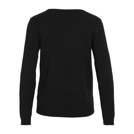 Pull noir uni avec une coupe droite et des manches longues - Image 2
