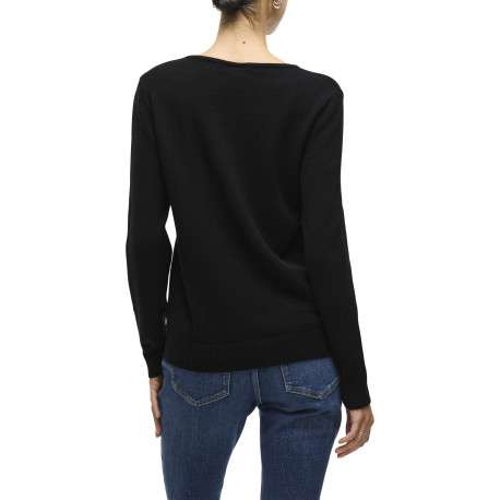 Pull noir uni avec une coupe droite et des manches longues - Image 4