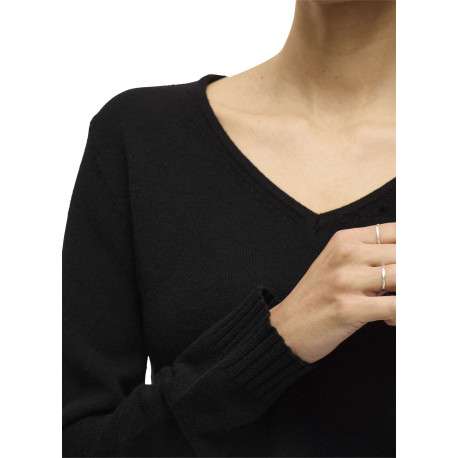 Pull noir uni avec une coupe droite et des manches longues - Image 5