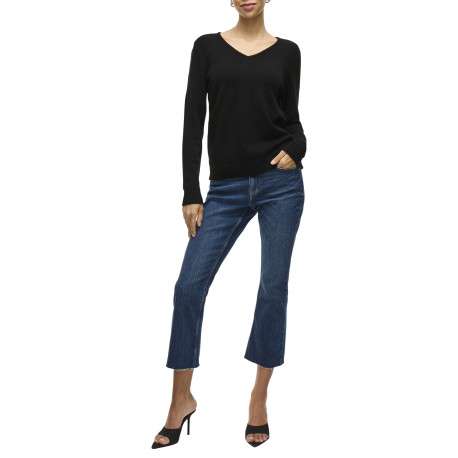 Pull noir uni avec une coupe droite et des manches longues - Image 6