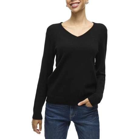 Pull noir uni avec une coupe droite et des manches longues - Image 7