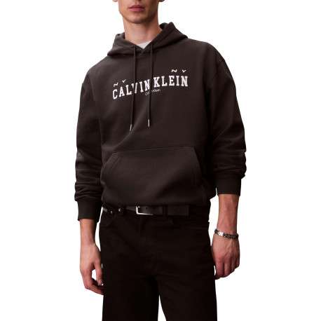Sweat en coton noir uni avec une coupe droite et une capuche - Image 2