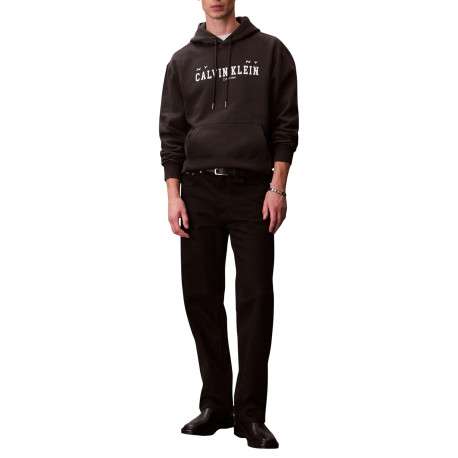 Sweat en coton noir uni avec une coupe droite et une capuche - Image 4