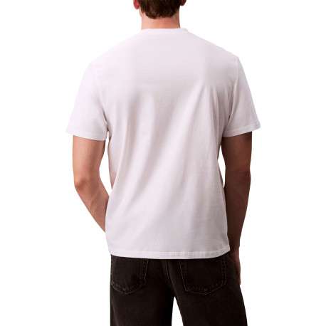 T-shirt en coton blanc uni avec une coupe droite et un col rond - Image 3