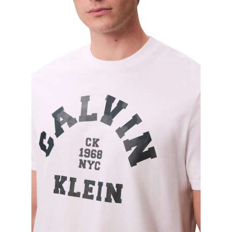 T-shirt en coton blanc uni avec une coupe droite et un col rond - Image 4