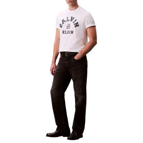 T-shirt en coton blanc uni avec une coupe droite et un col rond - Image 5