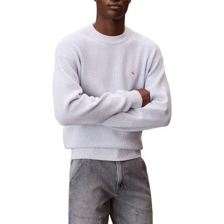 Pull en coton ciel uni avec une coupe droite et un col rond - Image 2