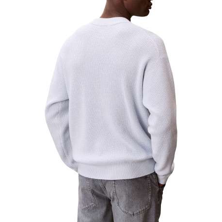 Pull en coton ciel uni avec une coupe droite et un col rond - Image 3