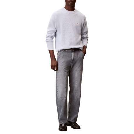 Pull en coton ciel uni avec une coupe droite et un col rond - Image 4