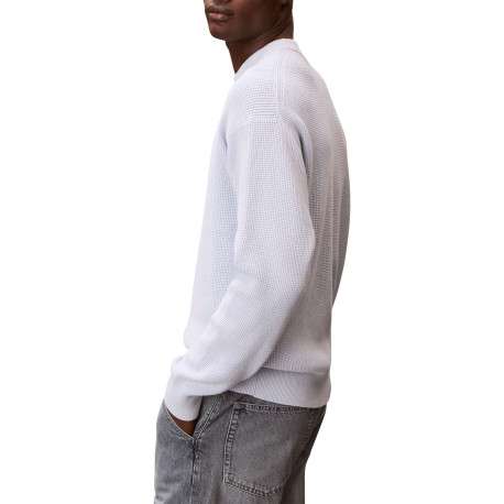Pull en coton ciel uni avec une coupe droite et un col rond - Image 5