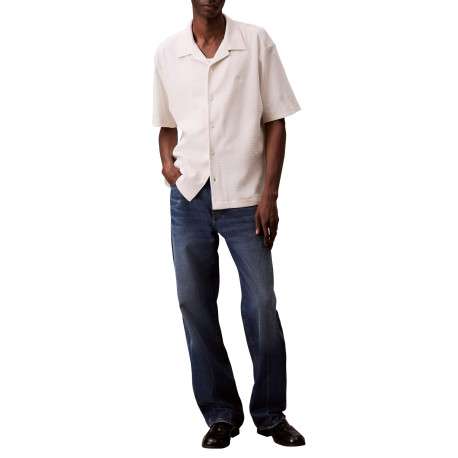 Chemise en coton écrue unie avec une coupe droite et un col cubain - Image 6