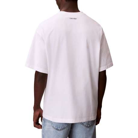 T-shirt en coton blanc à imprimé écritures avec une coupe droite et un col rond - Image 2