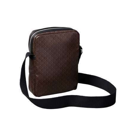 Sacoche marron à motifs monogrammes avec bandoulière et zip - Image 2