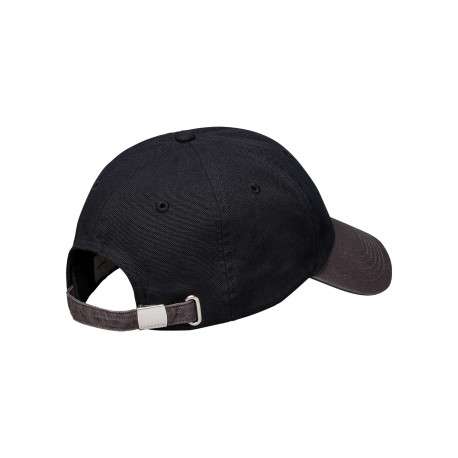 Casquette en coton bicolore noire et gris uni avec fermeture strapback - Image 2